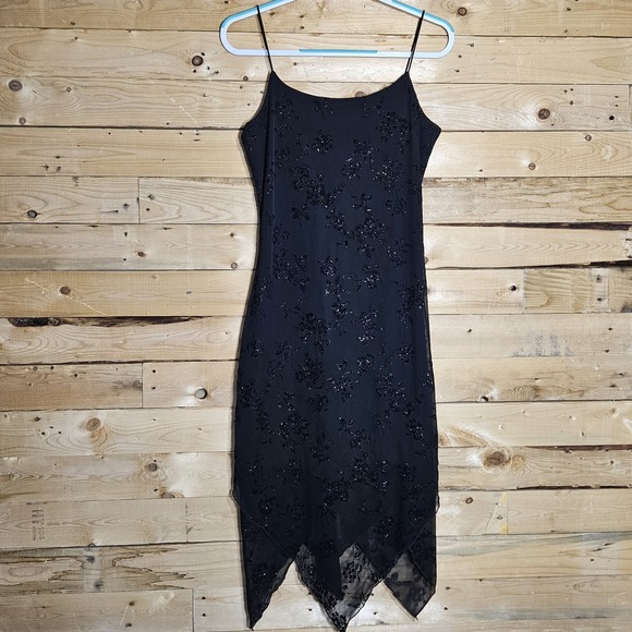 Byer Too! Dresses & Skirts - 90s Dress Large Byer Too! Black Glitter Whimsigoth Velvet Burnout Y2K  Witchy